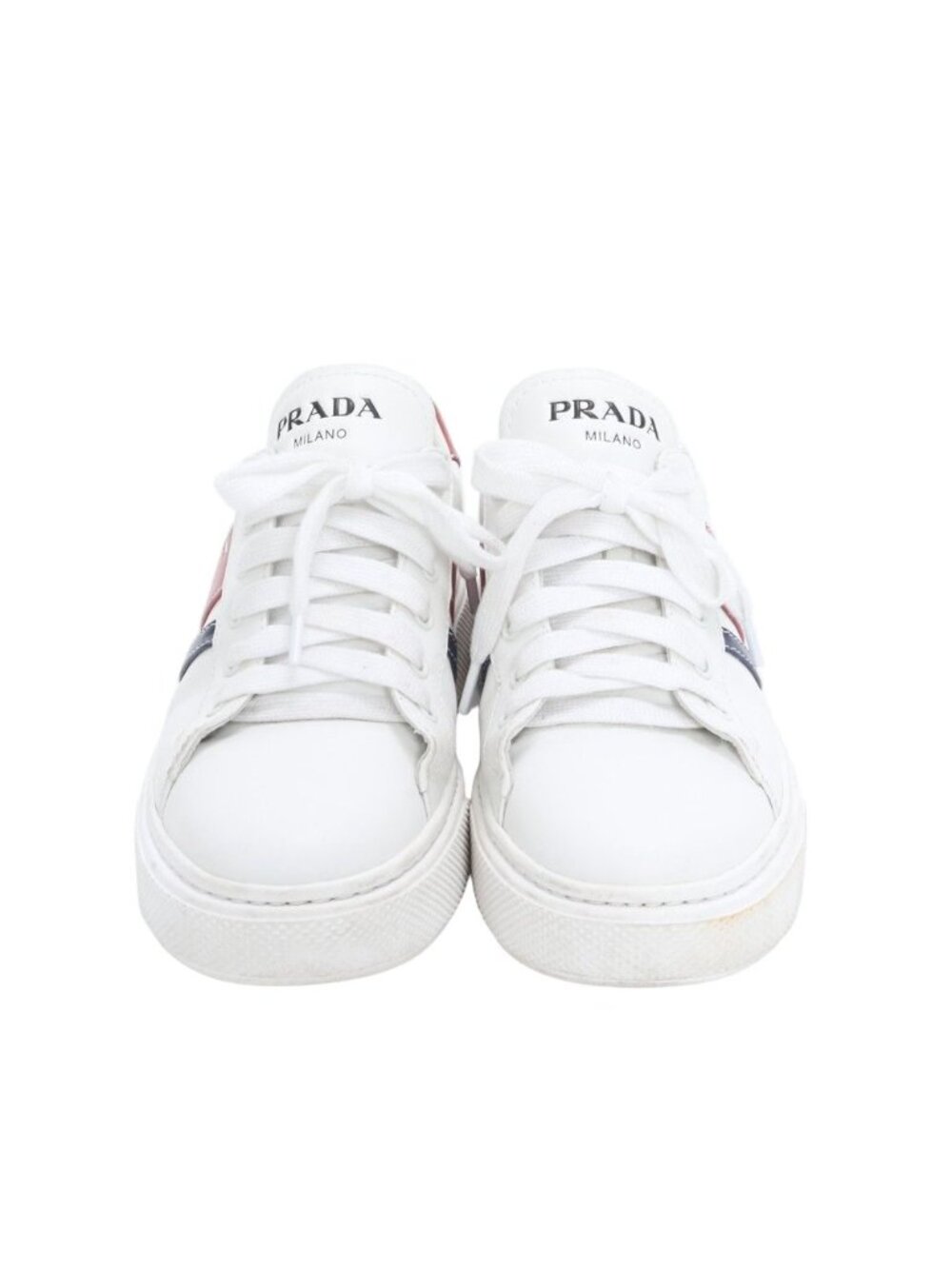 Prada Leather Low Cut Sneakers Lace Up Shoes Flat - Picture 2 of 8